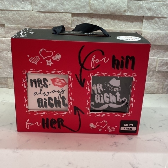 Mrs. Always Right stemless wine glass and Mr Right beer glass. Gift set. - Picture 4 of 6